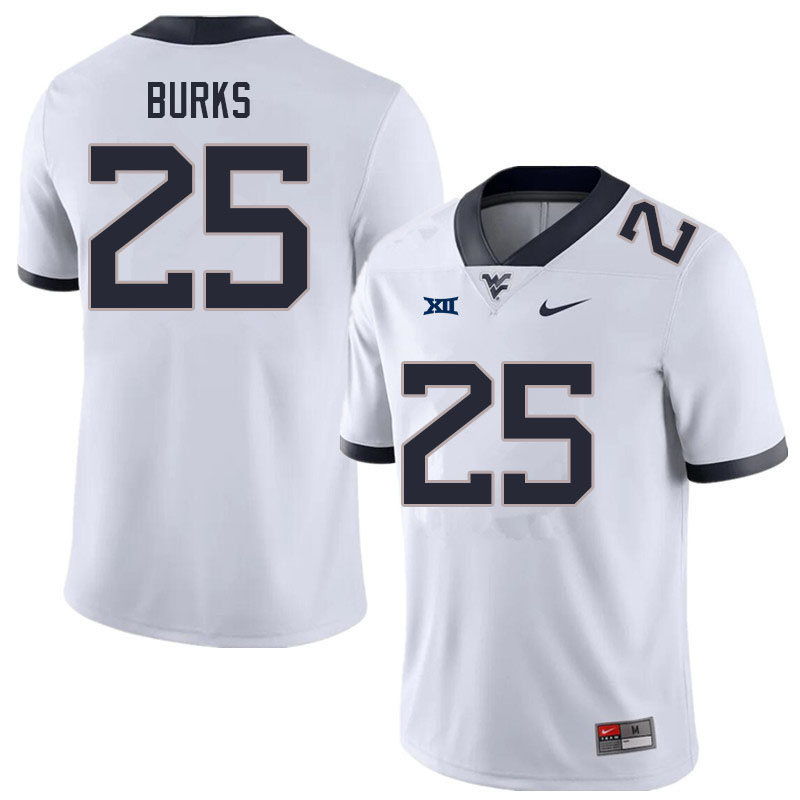 NCAA Men's Aubrey Burks West Virginia Mountaineers White #25 Nike Stitched Football College Authentic Jersey TQ23M42KT